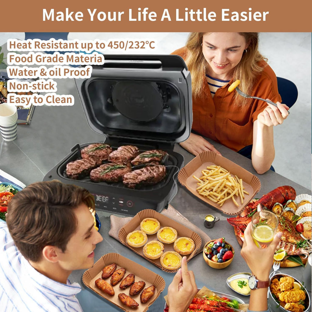 Ninja Foodi XL Air Fryer Liners - 100PCS Rectangular Disposable Paper for Easy Cleanup