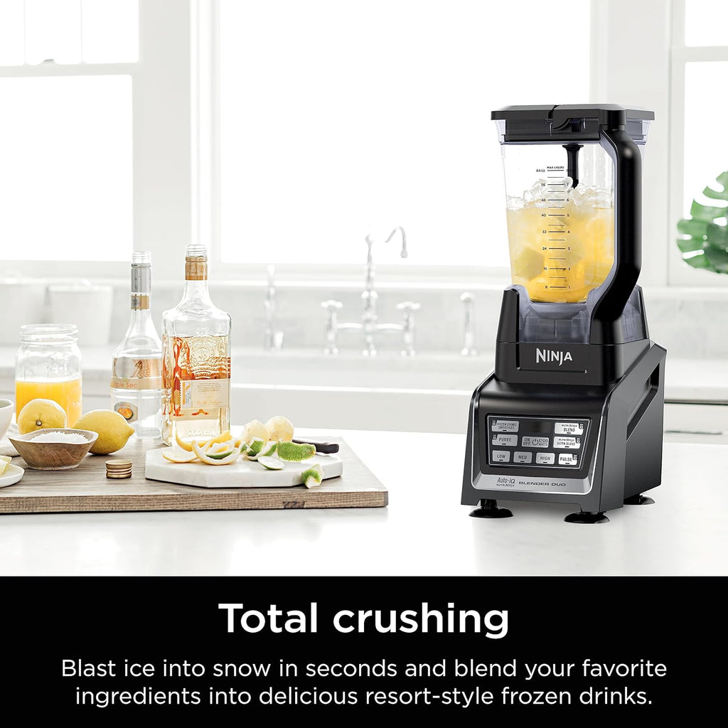Ninja BL642 Nutri Ninja Blender - 1200W Auto-iQ, 72 oz. Pitcher & 3 To-Go Cups for Smoothies - Black