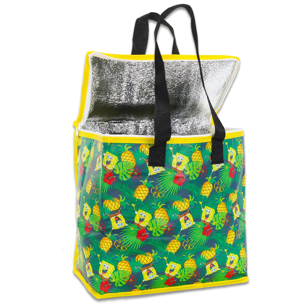 Spongebob Cooler Bag Set - Bundle with Insulated Spongebob Tote Bag for Picnics, Parties, More Plus Spongebob Stickers, Tattoos, More | Spongebob Grocery Bag