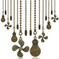 Dingion 8 Pieces Bronze Ceiling Fan Pull Chain Extension Bronze 12 Inch Ceiling Chain Star Moon Pendant Extender Ornament with Fan and Light Bulb Connector