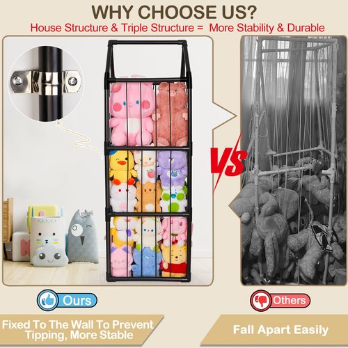 Stuffed Animals Storage Zoo Plushies Toy Storage Organizer Unicorn Castle PVC Stuffed Animals Holder Kids Toy Storage Playroom Nursery Storage Shelf