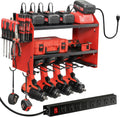 Power Tool Organizer by [Brand Name] - Heavy Duty Wall Mount with Charging Station | 3-Layer Storage & 4 Drill Holders