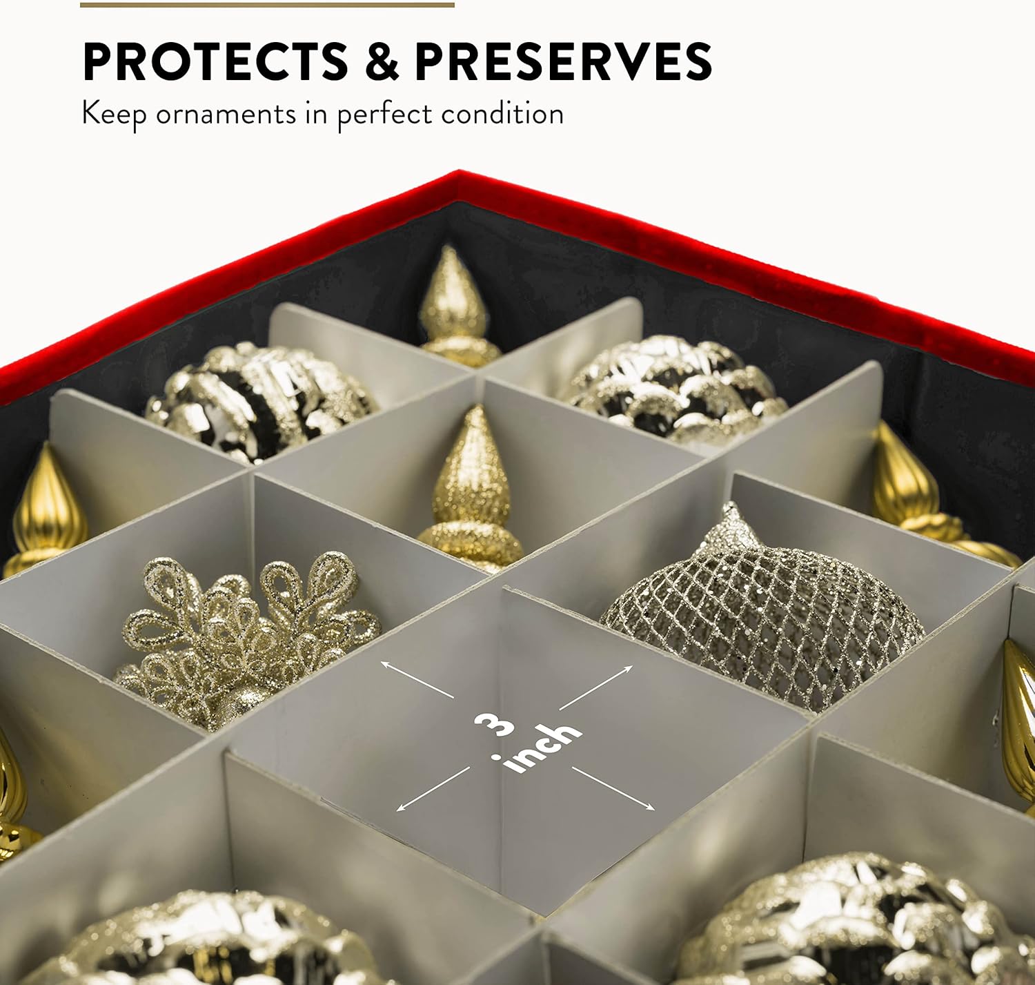Premium Christmas Bauble Storage Box - 128 Compartment Organizer for Delicate Ornaments | Tear-Proof 600D Oxford Fabric - 5 Year Warranty