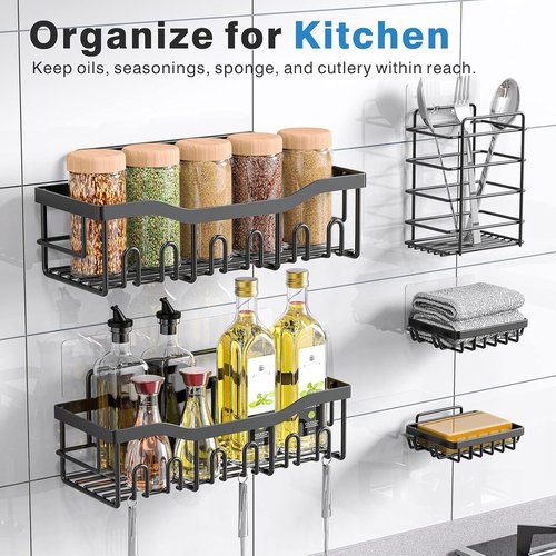 EUDELE Shower Caddy - 5 Pack Rustproof Stainless Steel Bath Organizers | Large Capacity, No Drilling Shelves
