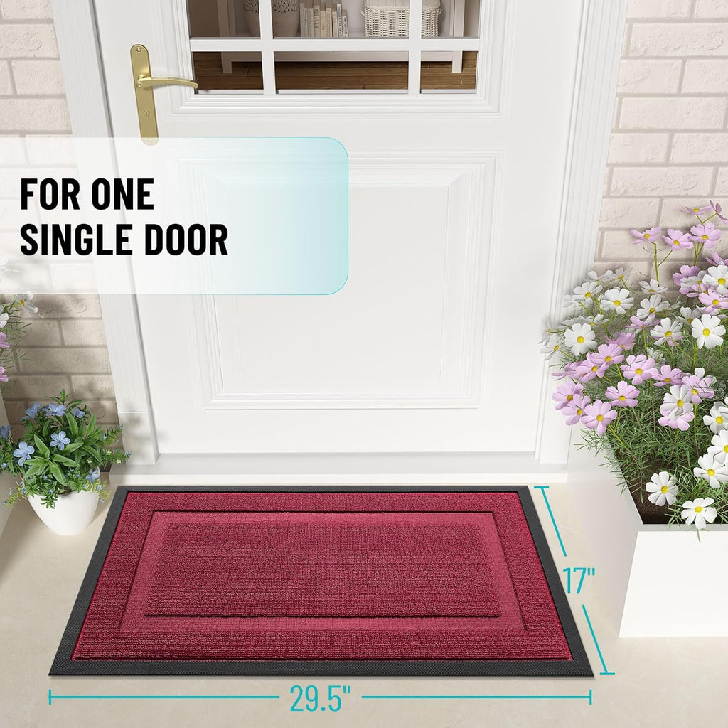 OLANLY Waterproof Front Door Mat - All-Season Indoor/Outdoor Doormat, Easy Clean, 59x23, Burgundy