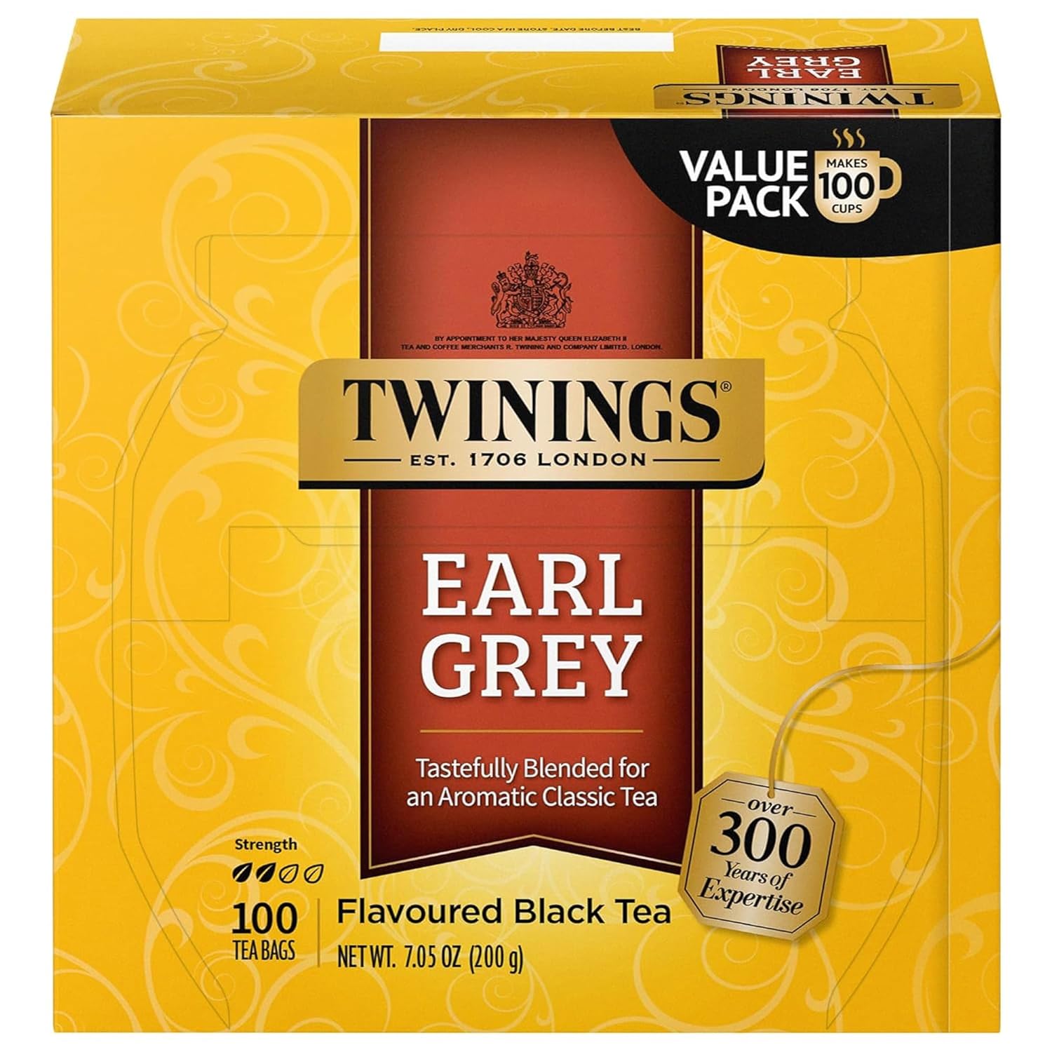 Twinings Earl Grey Black Tea - Individually Wrapped Bags with Citrus & Bergamot Flavor | 100 Count
