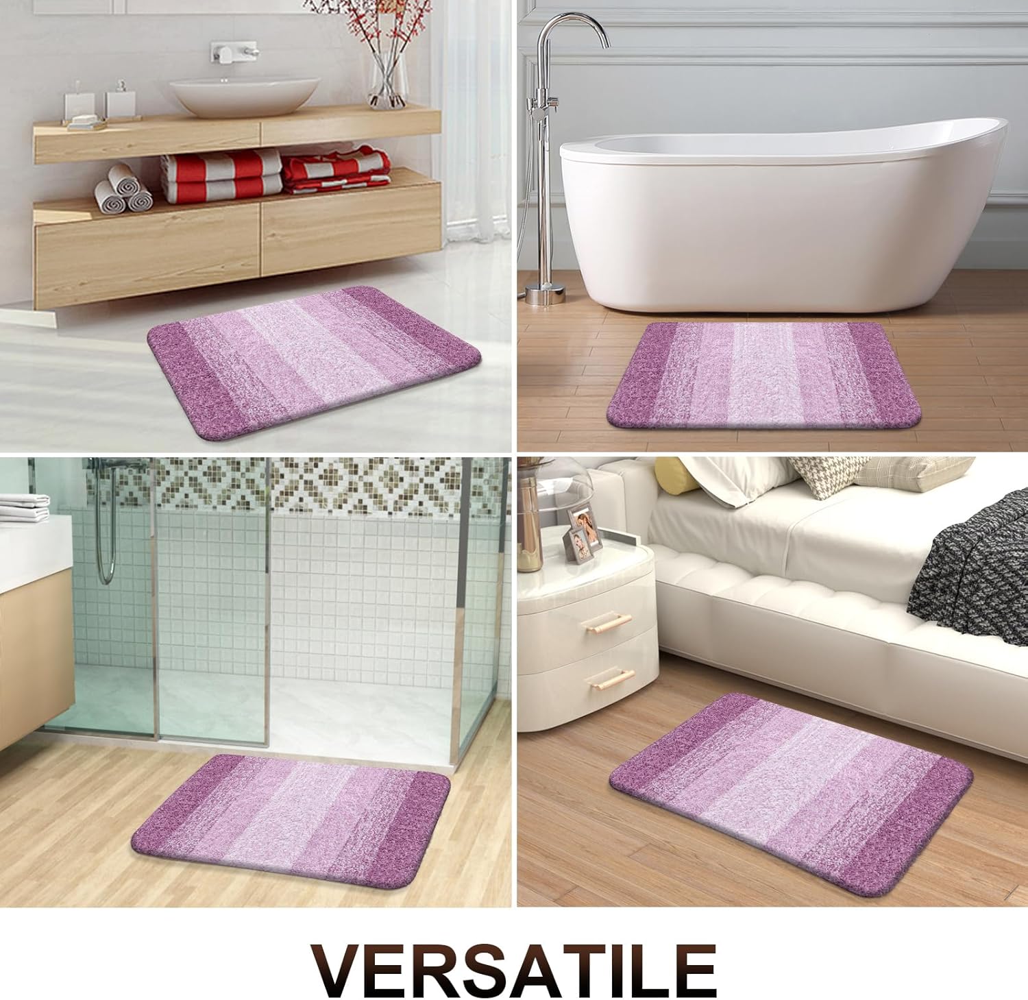OLANLY Bathroom Runner Rugs - Extra Soft Microfiber, Quick-Dry & Washable | 54x24, Pinkish-Purple