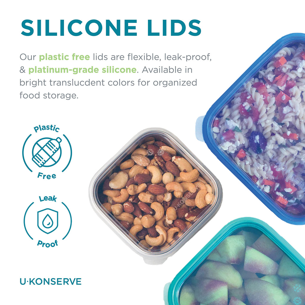 UKONSERVE Stainless Steel Food Storage Bento Box Container, Leak Proof Silicone Lid Dishwasher Safe - Plastic Free (50oz Clear)