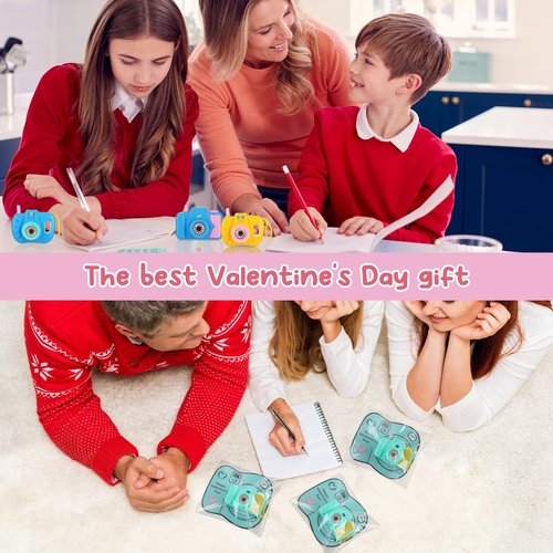 Jenaai 30 Pack Valentines Day Gifts for Kids Mini Toy Camera Bulk Set with Valentine's Greeting Cards Images in Viewfinder for Kids Classroom Exchange Gift Award Prize Party Favors