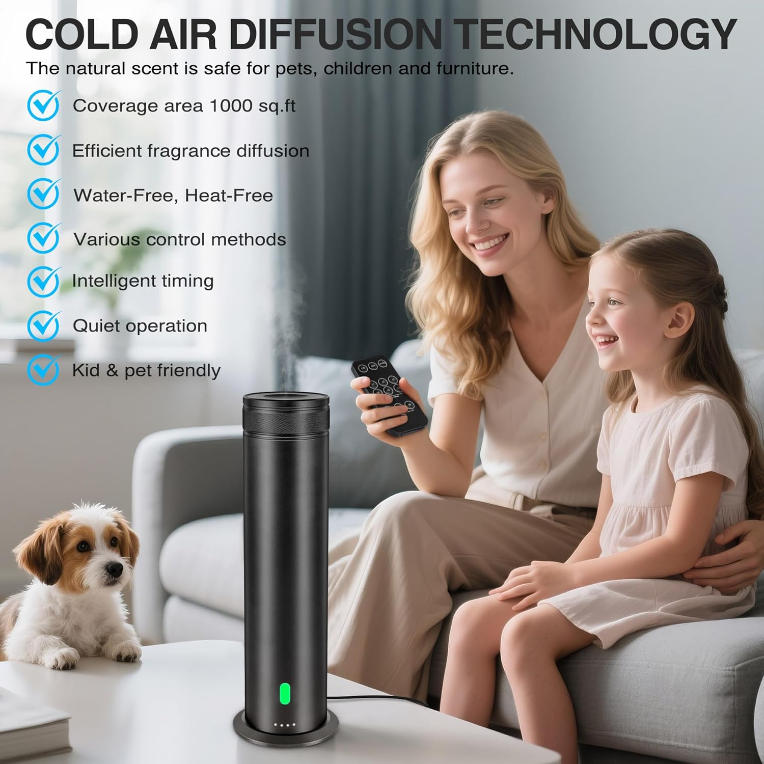 Skiennix Waterless Scent Diffuser Starter Kit | 800 Sq. In. Coverage with 5 Essential Oils & Remote Control