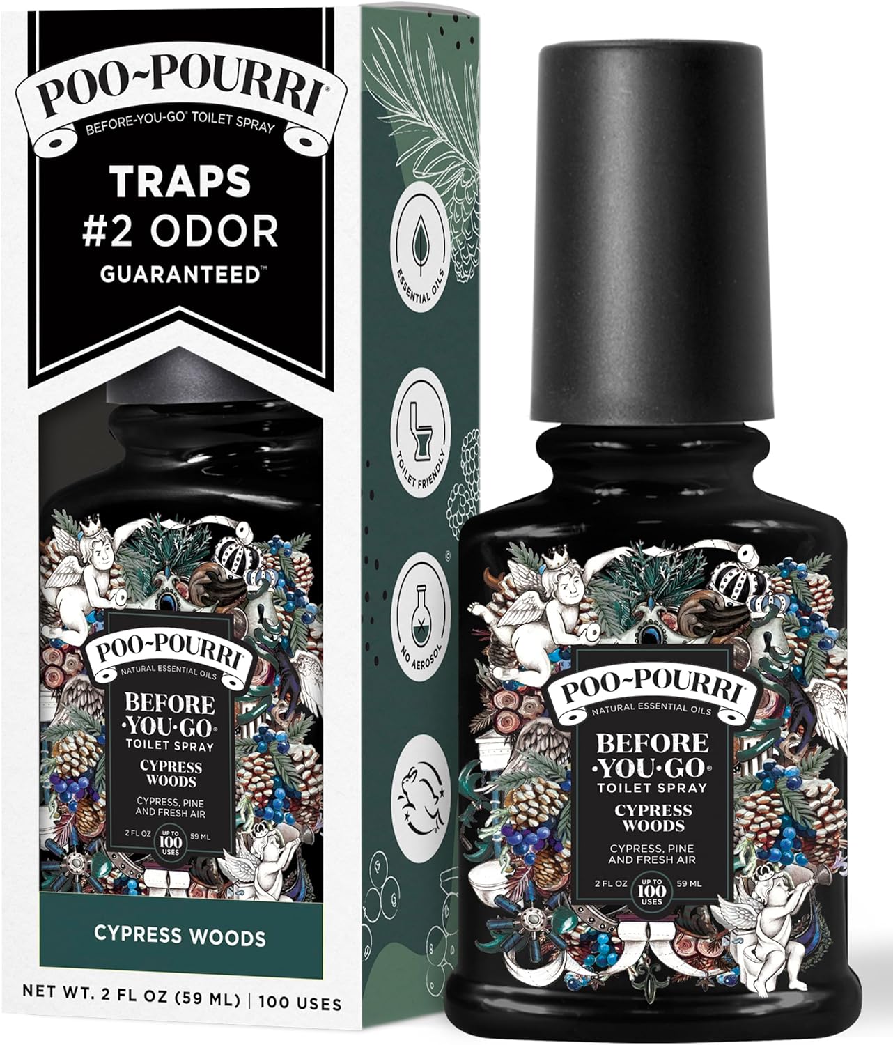 Poo-Pourri Before-You-Go Toilet Spray - Cypress Woods Scent, 2 Fl Oz | Freshen Your Bathroom Experience
