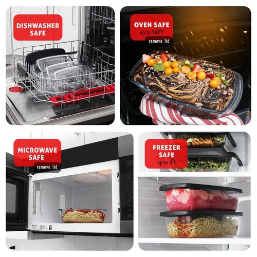 Nestl Set of 3 Glass Bread Loaf Pans for Baking Bread Pans for Homemade Breads, Glass Food Storage Containers with Lids, Glass Baking Dishes for Oven, Pound Cake Pan, Loaf Pan, 1.9 Quart