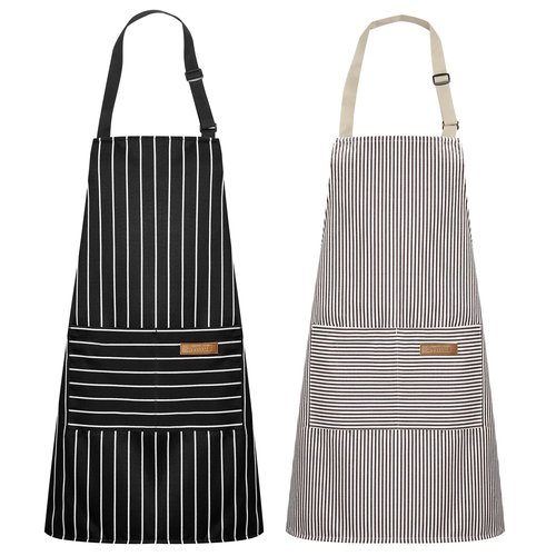 Syntus 2 Pack Kitchen Aprons, Apron for Cooking with 2 Pockets for Men Women Adjustable Bib Chef Apron