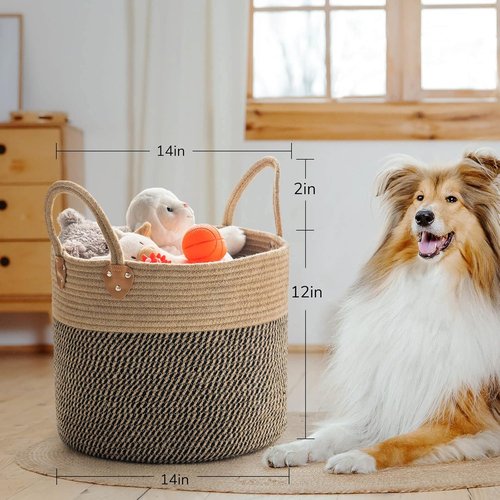 CHICVITA Wicker Laundry Basket - Stylish Storage Solution With Handles | 14" X 14" X 12" for Toys, Clothes, and More