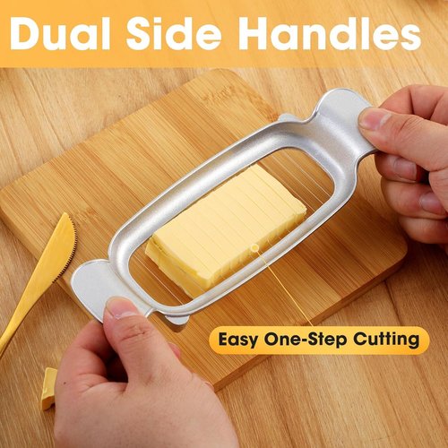 Butter Slicer, Stainless Steel Cheese Cutter Butter Slicer Parts With Ergonomic Handle, Kitchen Food Tool Butter Cutter Wire Cheese Slicer Cutting Cheese, Butter, Eggs, Fruit