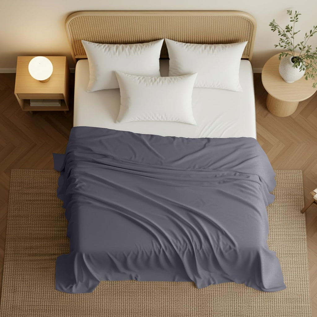 Utopia Bedding Flat Sheet - Soft Brushed Microfiber - Queen Size, Grey - Fade & Shrinkage Resistant