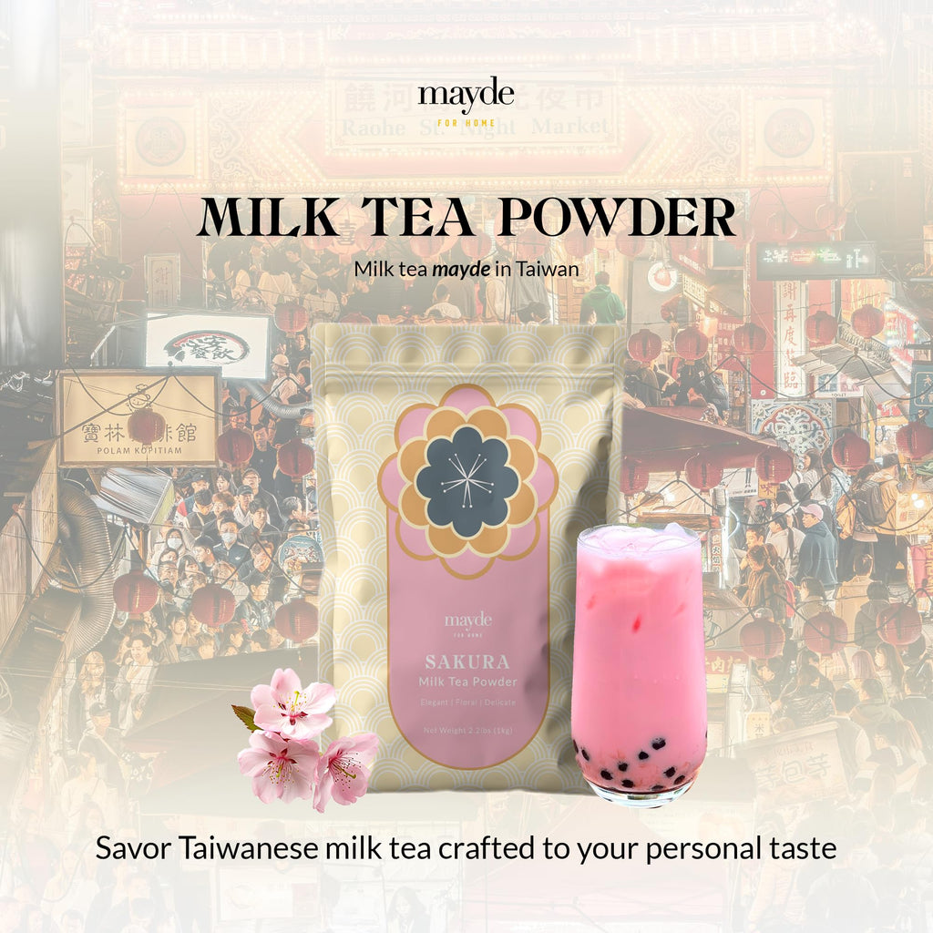 Mayde Sakura Milk Tea Powder, Instant MilkTea Powder From Taiwan, For Boba Milk Tea, 2.2 lbs