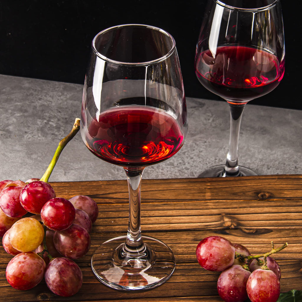 HAKEEMI Red/White Wine Glasses Set of 6, 12 oz Clear Wine Glasses with Stem, Dishwasher Safe