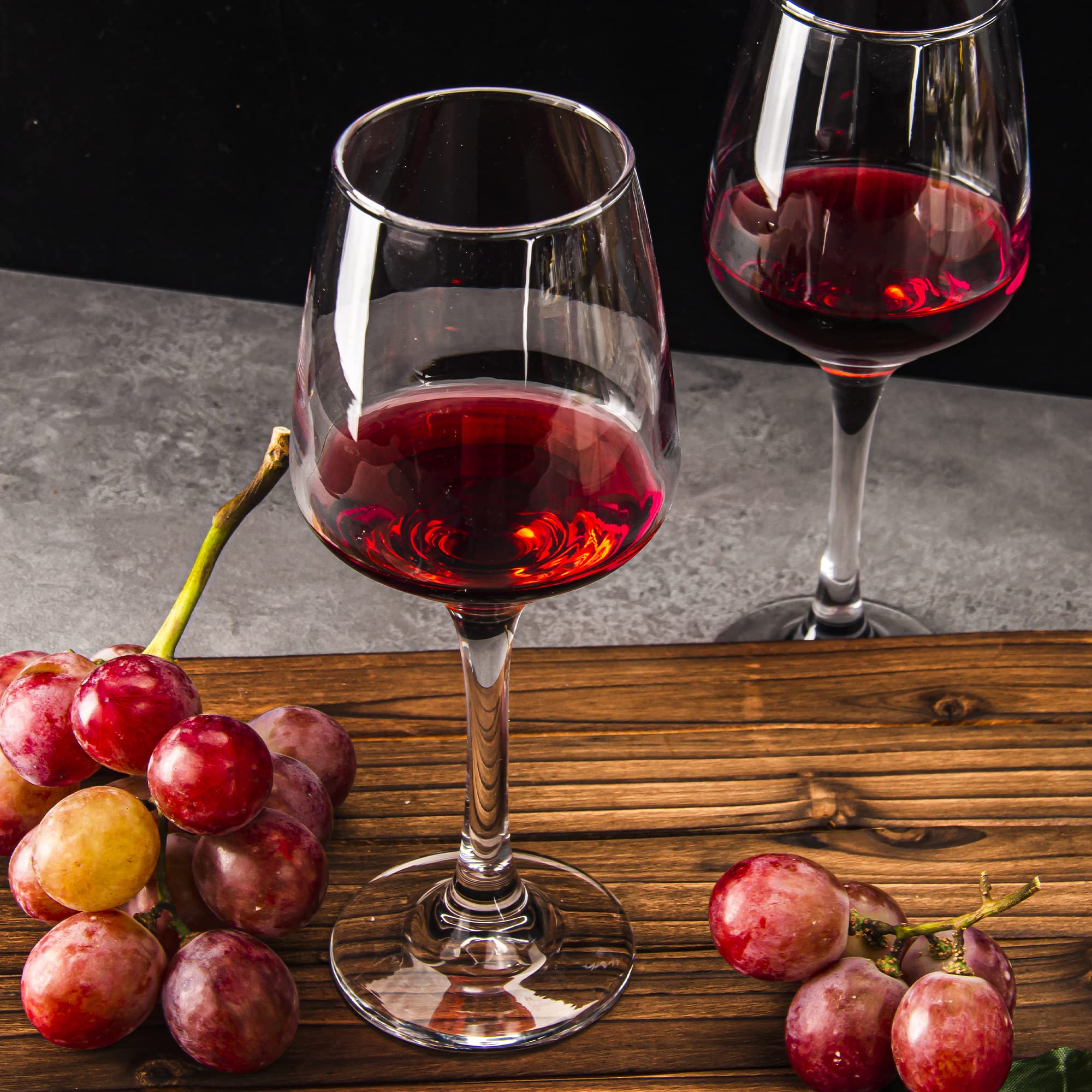 HAKEEMI Red/White Wine Glasses Set of 6, 12 oz Clear Wine Glasses with Stem, Dishwasher Safe