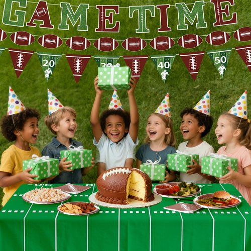 149 Pcs Football Party Decorations Kit for 24 Guests - All-in-One Kit with Plates, Napkins, Forks, Spoons, Knives, Waterproof Tablecloth & Banner for Super Bowl or Tailgate Party Decorations