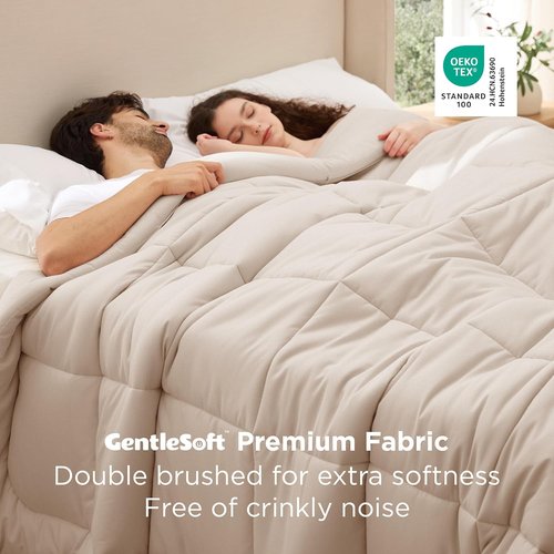 Bedsure Comforter Duvet Insert - Quilted Cal King Size, All-Season Down Alternative Bedding, Beige 130x120 Inches