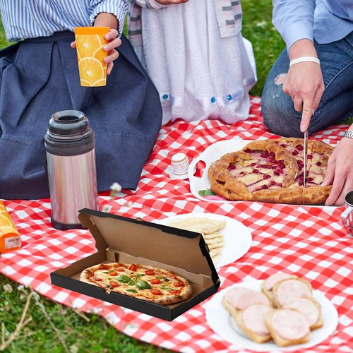 AmazingSpark Pizza Boxes 14 x 7 x 1.5 Inch Black Flatbread Box Sturdy Corrugated Rectangular Take out Baking Containers for Flatbread Pizza Pastry Bakery Charcuterie, Lightweight and Convenient