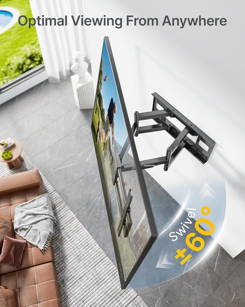 monTEK Heavy Duty XXL Full Motion TV Wall Mount - Fits 60-120 Inch TVs, 265 lbs Capacity, Swivel & Tilt