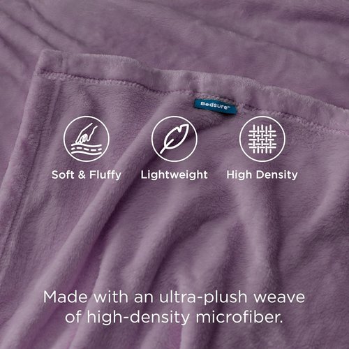 Bedsure GentleSoft Fleece Blanket - King Size Cozy Plush Microfiber in Fog Purple, 108x90 Inches
