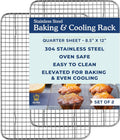 Ultra Cuisine Stainless Steel Cooling & Baking Rack Set - Oven & Dishwasher Safe - Heavy Duty - 8.5x12 Inches - Set of 2