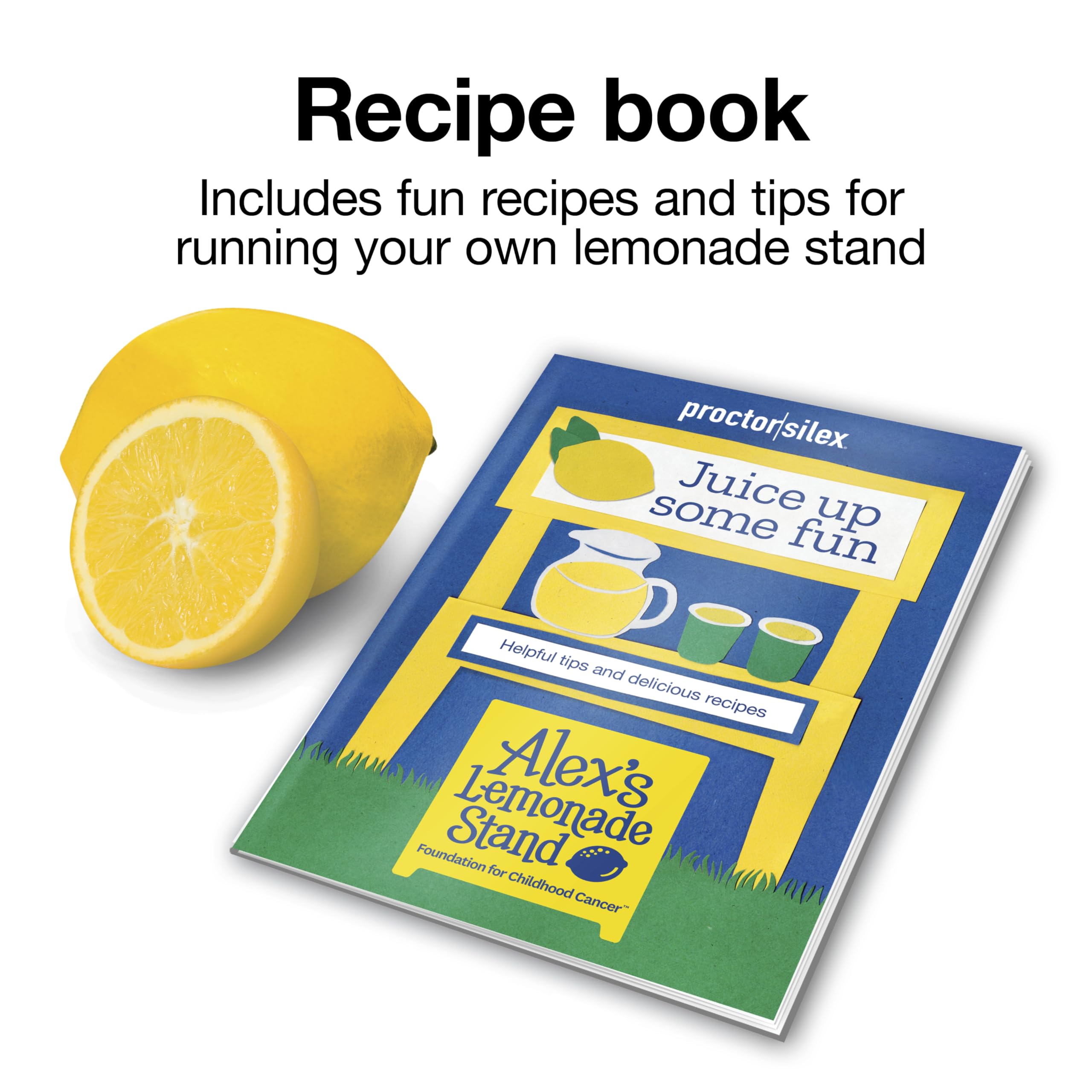 Proctor Silex Alex's Lemonade Stand Electric Citrus Juicer Machine and Squeezer, for Lemons, Limes and Oranges, 34 oz, Yellow (66331)