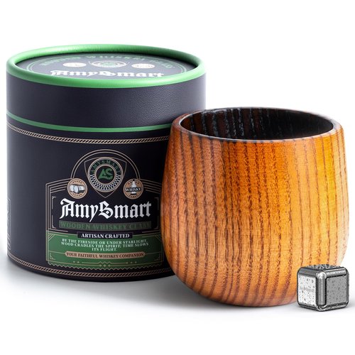 Handcrafted Wooden Whiskey Glass with Gift Tube – Charred Old Fashioned Glass,Charred Bourbon Drinking Cup | Unique Whiskey Gift for Men, Dad, Husband, Friends, Birthday & Holiday (1 Pack Charred)