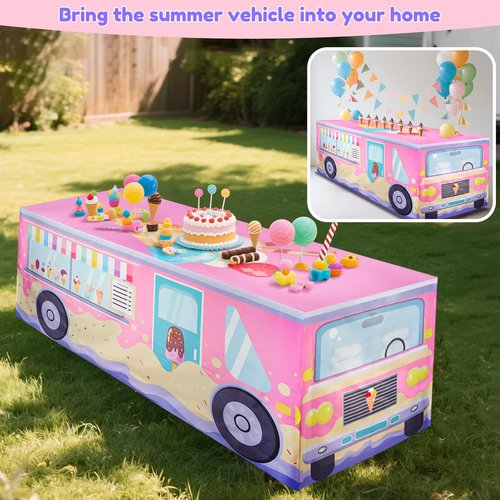 xbaiyanr 6FT Ice Cream Party Tablecloth,Ice Cream Birthday Party Decor for Baby Shower Sweet One Birthday Donut Themed Party Supplies