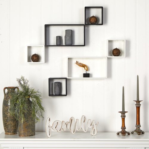 Nearly Natural 15in. Modern Wall Art Décor Floating Shelves (Set of 6)