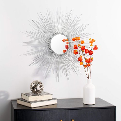 Safavieh Home Collection Emme 30-inch Silver Sunburst Round Silver Mirror