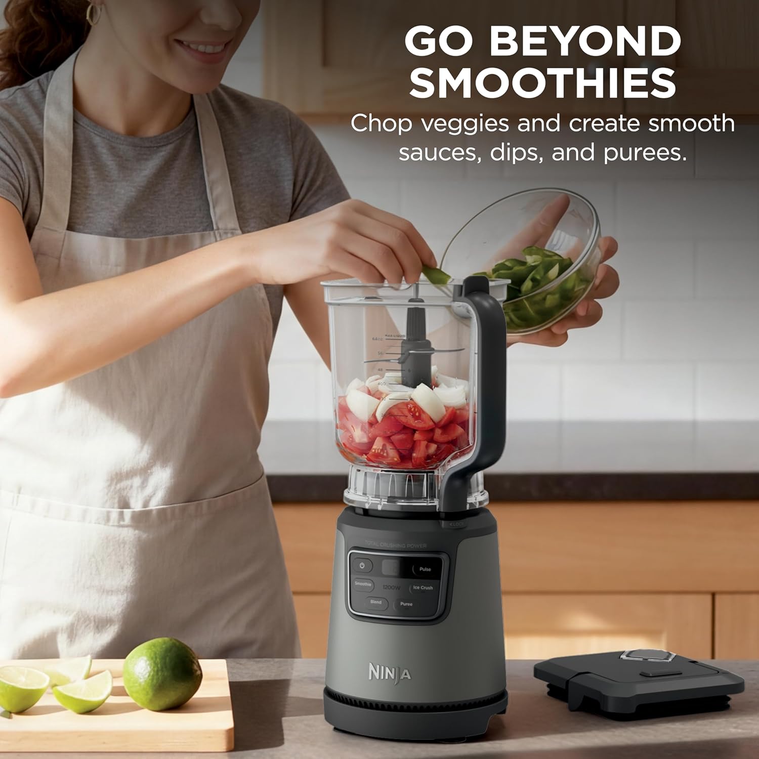 Ninja BlendPro Kitchen System - 72 oz Full-Size Blender & 5-Cup Food Processor | 1200 Watt, Beige | Total Crushing Tech & Smoothie Presets
