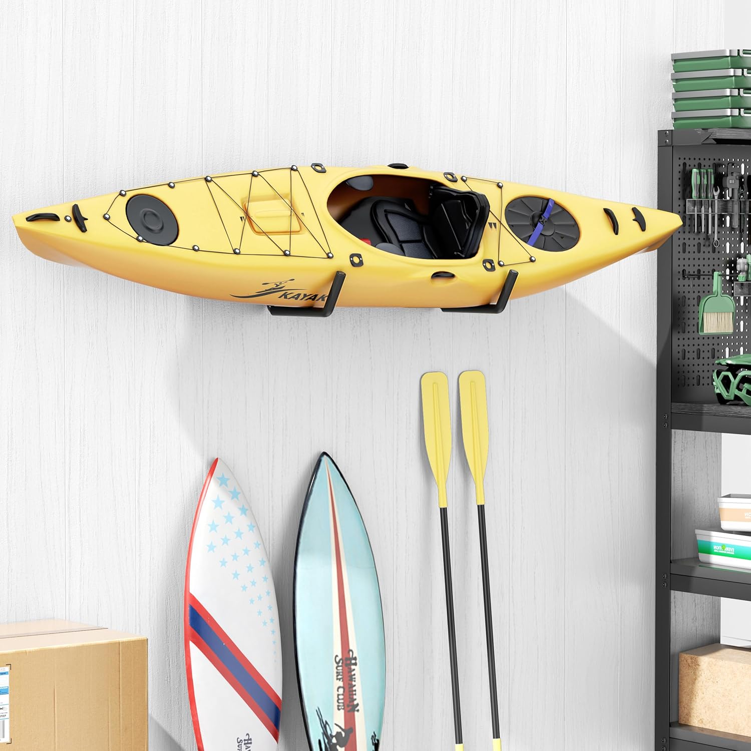 Niffgaff Heavy Duty Garage Storage Hooks - 120 LB Capacity Wall-Mounted Rack for Kayaks, Ladders & Bikes