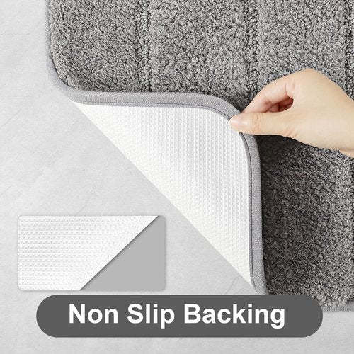 LOCHAS Long Bathroom Rugs Runner, 24" x 60" Large Bath Rug Non Slip Washable, Absorbent Microfiber Bath Mat Luxury Soft, Cozy Bathroom Runner Rug for Shower Quick Dry, Grey