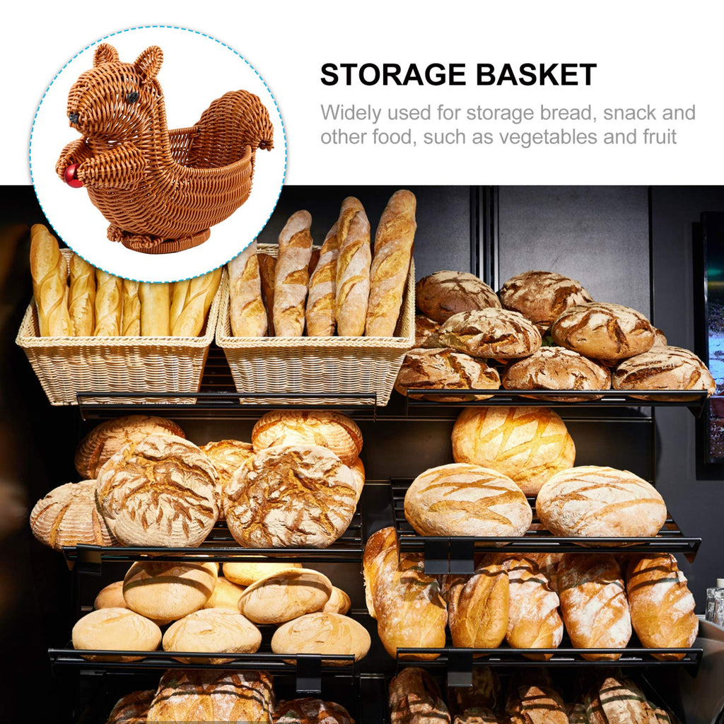 Cabilock Squirrel Fruit Basket 11 Inch Rattan Woven Decorative Bowl for Kitchen Counter Snack and Fruit Holder Living Room Display