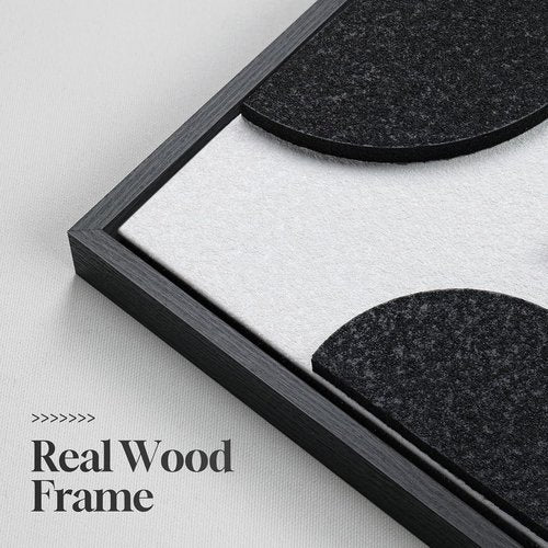 Framed 3D Black and White Abstract Wall Art - Modern Geometric Block Artwork for Home Decor | 24x36 In
