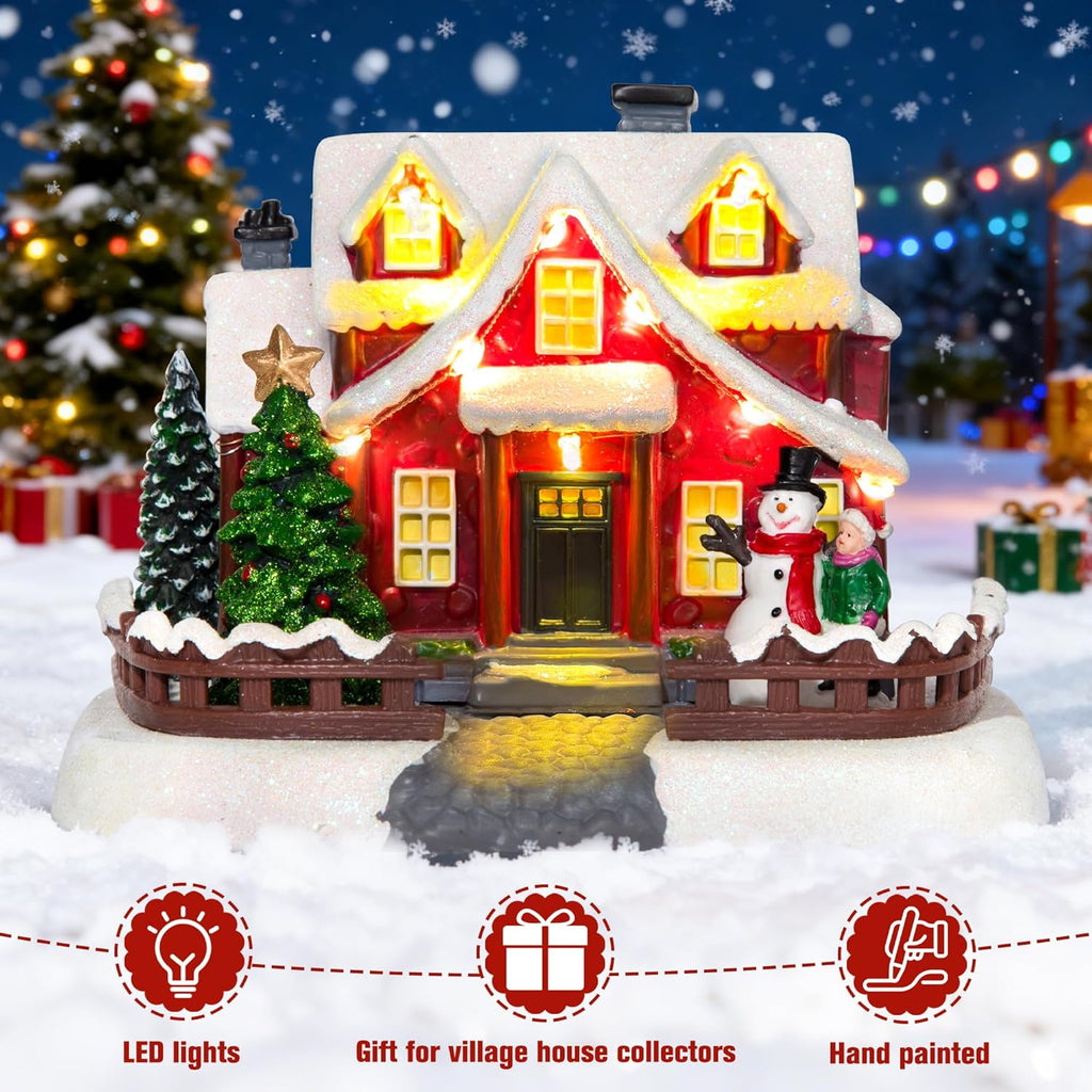 Skiennix LED Lighted Village House - 7-Inch Christmas Decoration for Holiday Home Decor | Collectible Building
