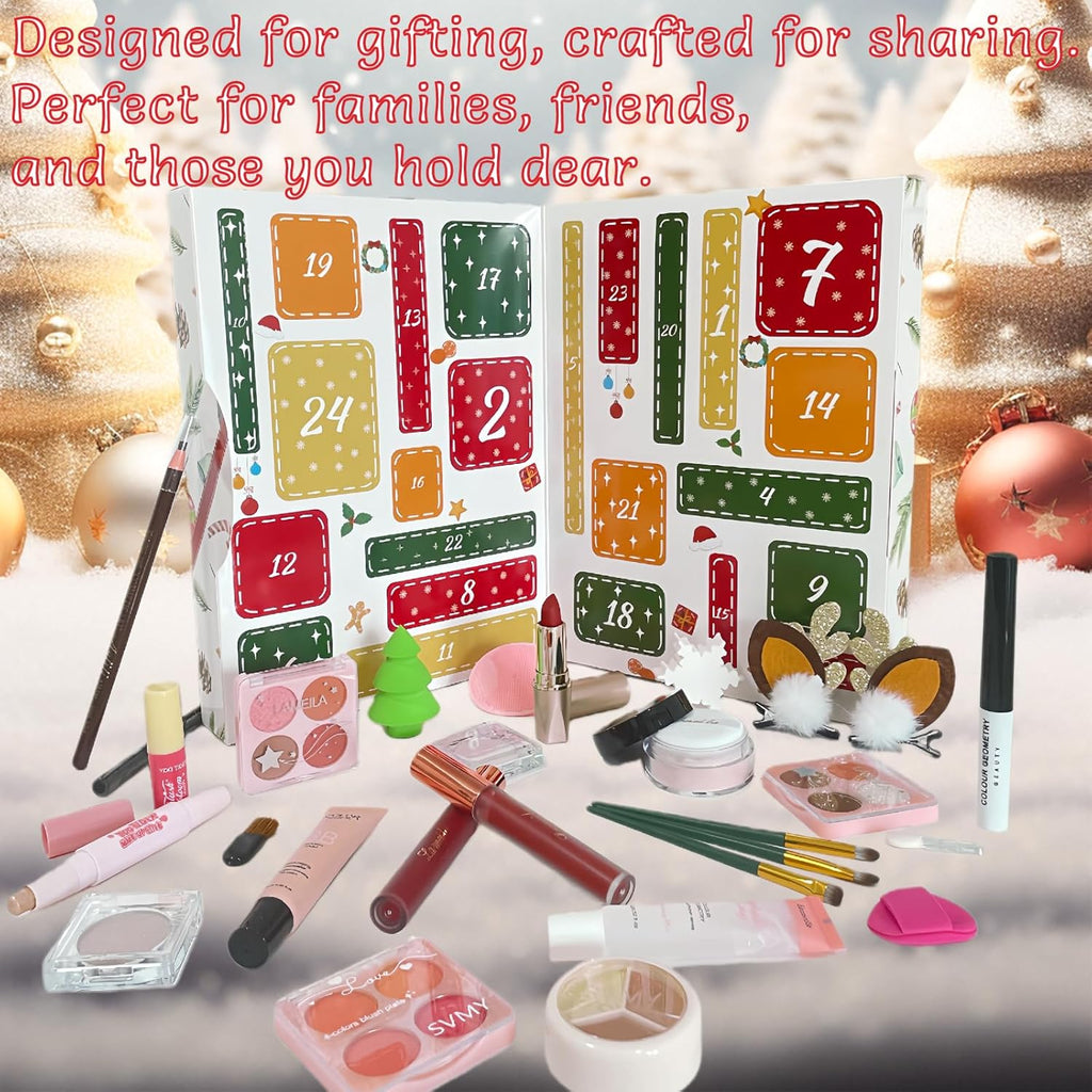 Skiennix Makeup Advent Calendar 2025 - 24-Day Christmas Gift Set for Women & Teens | Holiday Countdown Kit