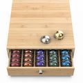 WELL WENG for Nespresso Vertuo Capsules (NV145) - Premium Bamboo Coffee Pod Drawer, 45 Big or 60 Small Vertuoline Pods Organizer - 13.25"Wx14"Dx3.9"H (Natural)