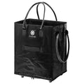 STANDARD CARRY Reusable Grocery Bag With Wheels | Foldable Rolling Tote With Handles | Zipper Closure | Waterproof | Carry up to 65Lbs [Medium, Black]