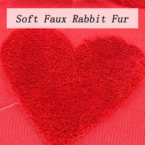 aolime Valentine's Day Pillow Covers Decoration, 18 x 18 Inch Set of 2 Red Arrow Love Heart Soft Plush Faux Fur Throw Pillow Cases for Chair Sofa Bedroom Living Room Home Decor