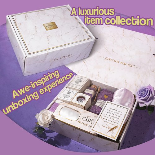 AHAGIFTREE Gift Baskets For Women,12PC Birthday Gifts,Mother's Day Thinking Of you Gifts for Women,Care Package,Grief,Sympathy,thank you,Condolences (Purple)