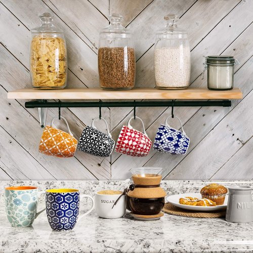 Annovero Mugs, Dessert Bowls | Kitchen Serving Dishes | Microwave Oven Safe | Colorful Porcelain Dinnerware