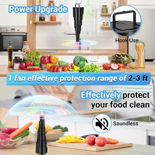 LEOFI Fly Fans for Tables, Bug Fans, Food Fan,Tabletop Fan Rechargeable Soft Holographic Blades for Picnic, Party, Outdoor&Indoor Dining,4pack