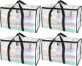 BALEINE Oversized Moving Bags - Heavy-Duty Storage Totes with Reinforced Handles | Clear 4-Pack