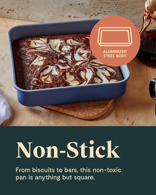 Caraway Non-Stick Ceramic 9” Square Pan - Naturally Slick & Non-Toxic - Ideal for Brownies, Cakes & More - Black