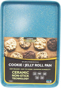 CasaWare 15 x 10-Inch Ceramic Non-Stick Cookie/Jelly Roll Pan - Ultimate Series in Blue Granite